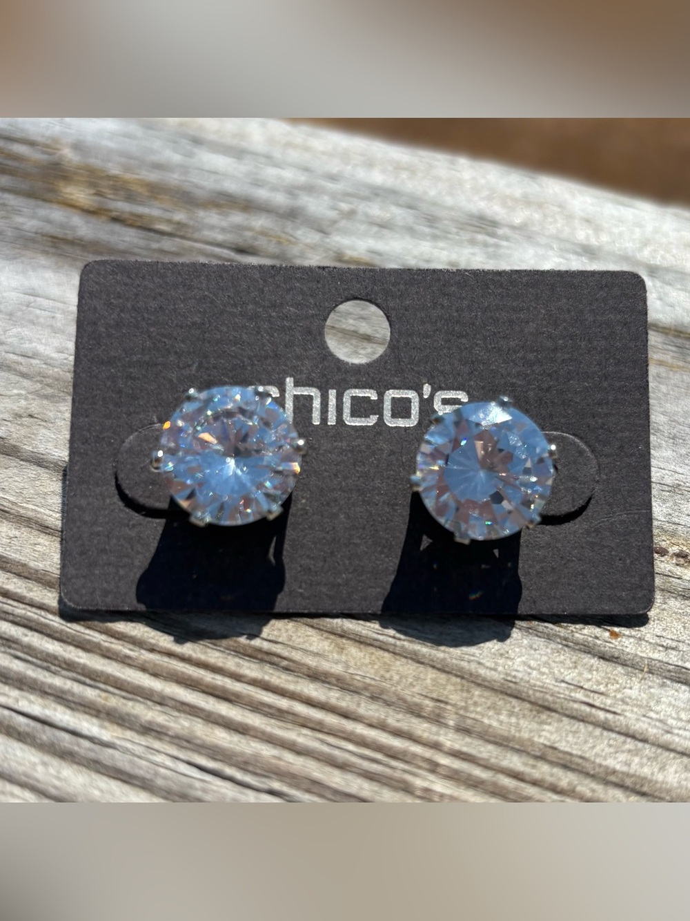 Chico’s Sparkling Clear Round Crystal Stud Earrings